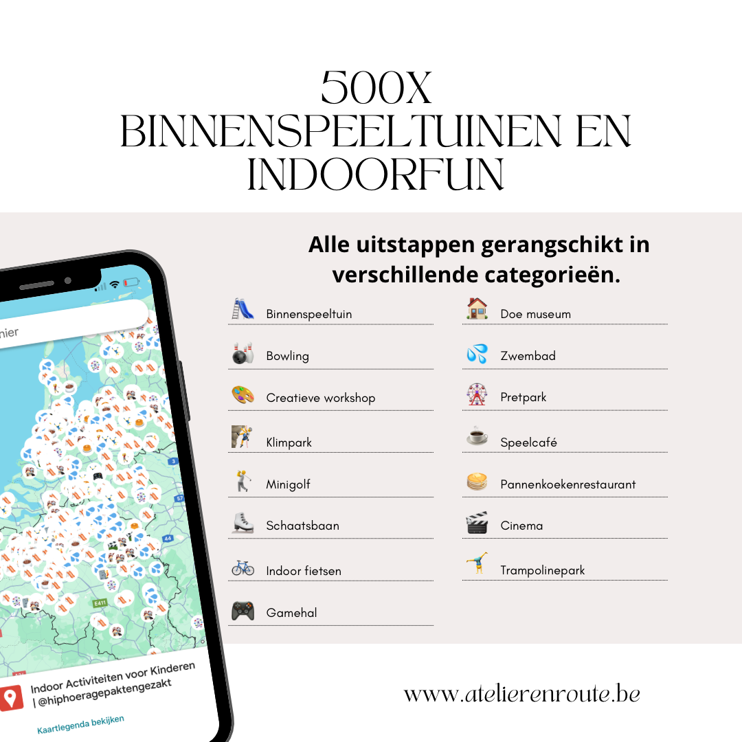 Meer dan 500 binnenspeeltuinen en indoorfun met kinderen door HipHoera gepakt & gezakt Google Maps kaart