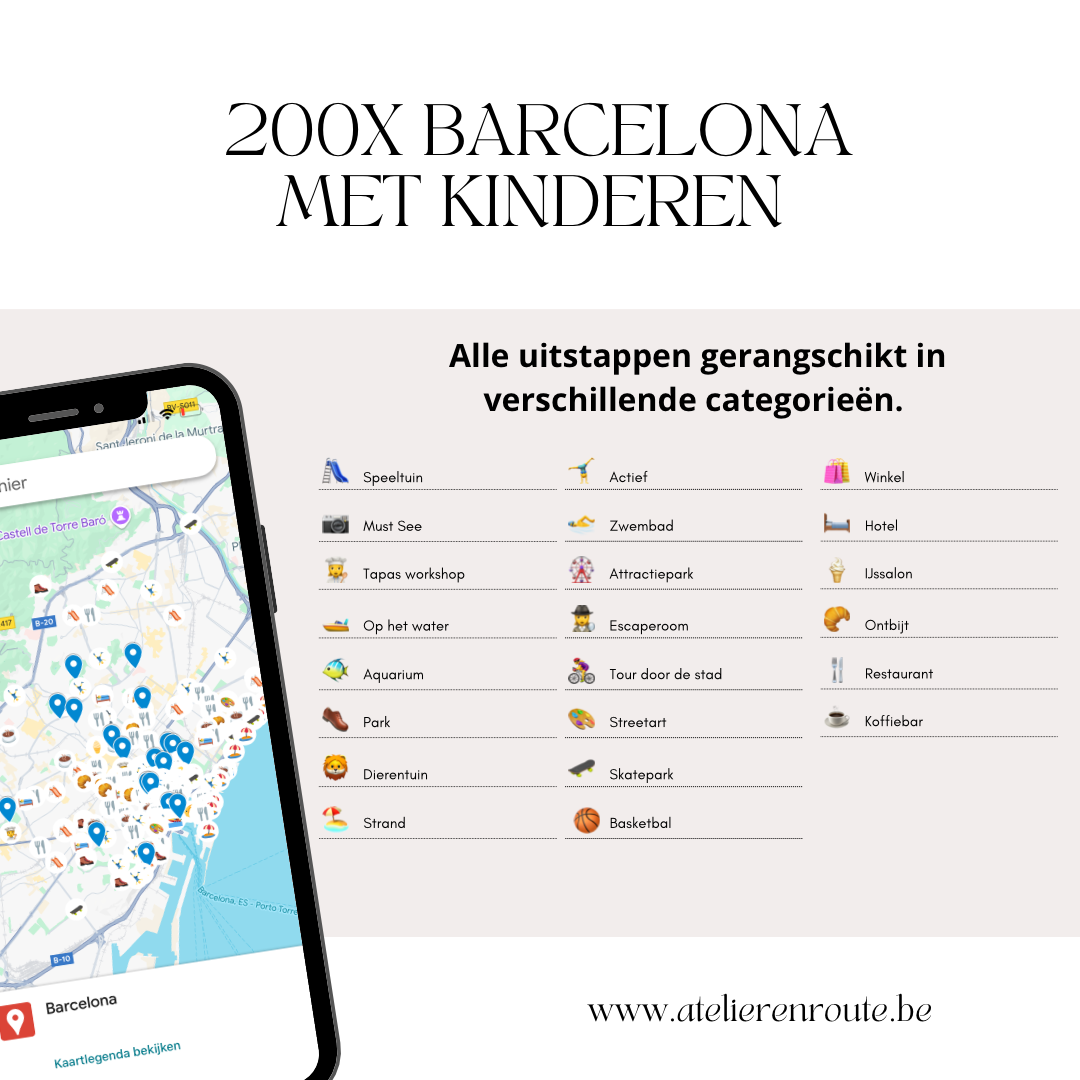 Meer dan 200 tips voor Barcelona met kinderen door HipHoera gepakt & gezakt Google Maps kaart