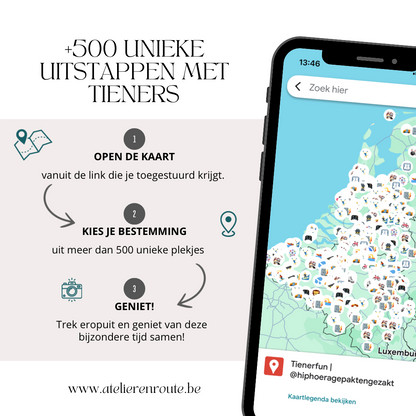 Meer dan 500 unieke uitstappen met tieners door HipHoera gepakt & gezakt Google Maps kaart