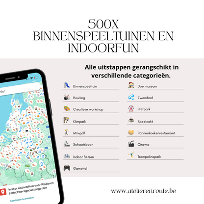 Meer dan 500 binnenspeeltuinen en indoorfun met kinderen door HipHoera gepakt & gezakt Google Maps kaart