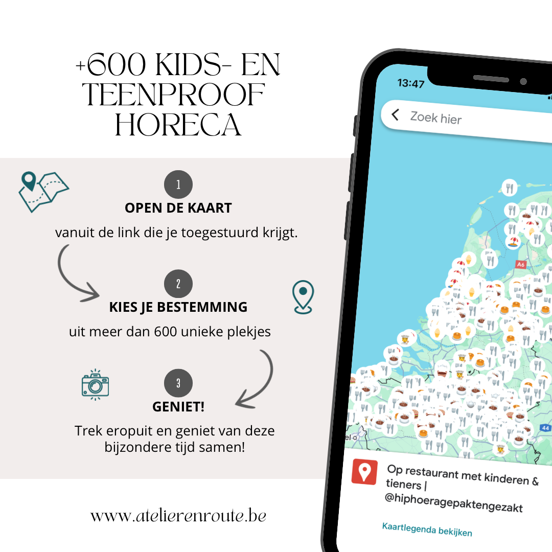 Meer dan 600 kids- en teenproof HORECA gelegenheden door HipHoera gepakt & gezakt Google Maps kaart