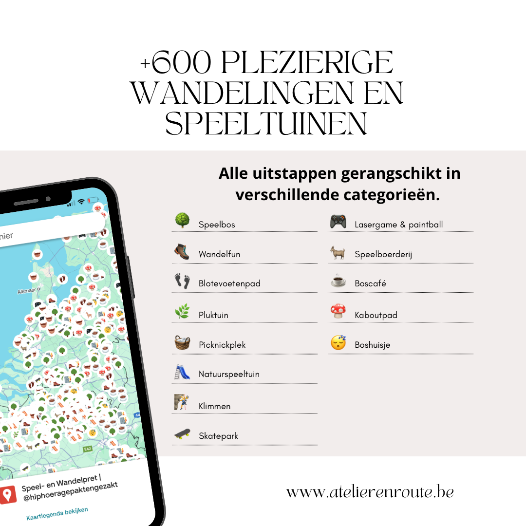 Meer dan 600 plezierige wandelingen en speeltuinen met kinderen door HipHoera gepakt & gezakt Google Maps kaart