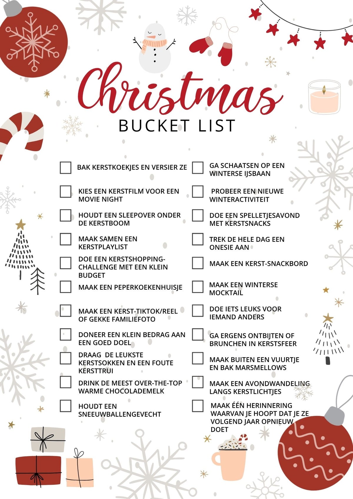Kerstbucketlist voor tieners