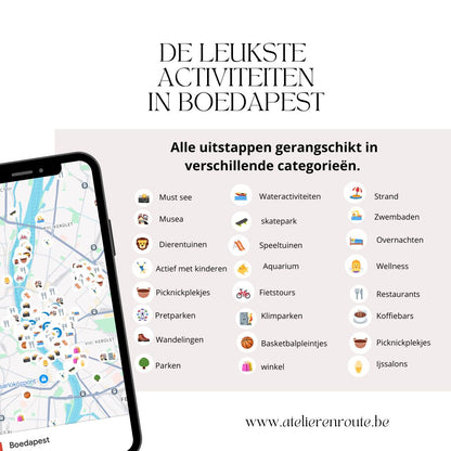 Kindvriendelijke overnachtingen en gezinsvriendelijke hotels in Boedapest weergegeven op een Google Maps-kaart.
