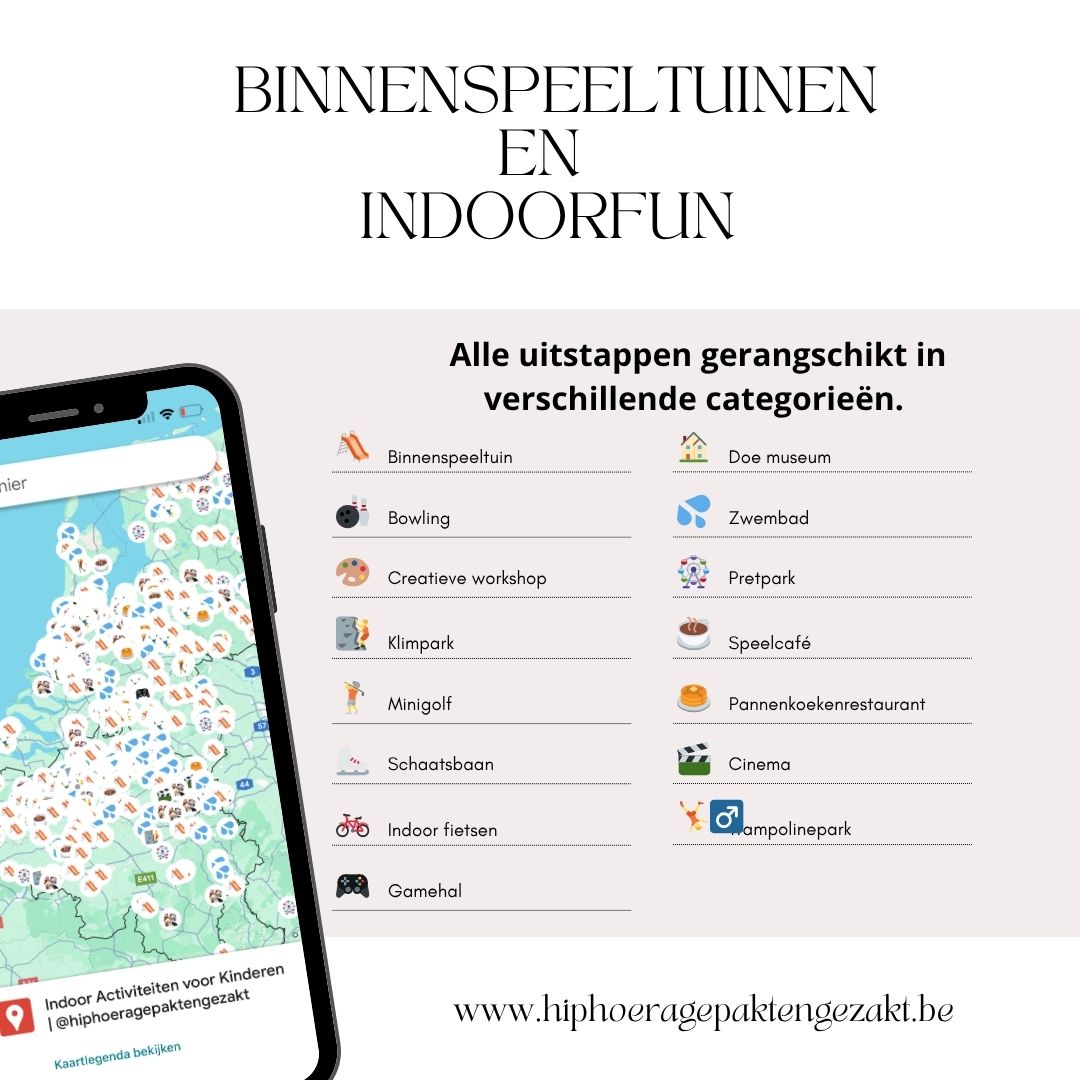 Meer dan 500 binnenspeeltuinen en indoorfun met kinderen door HipHoeragepaktengezakt Google maps kaart
