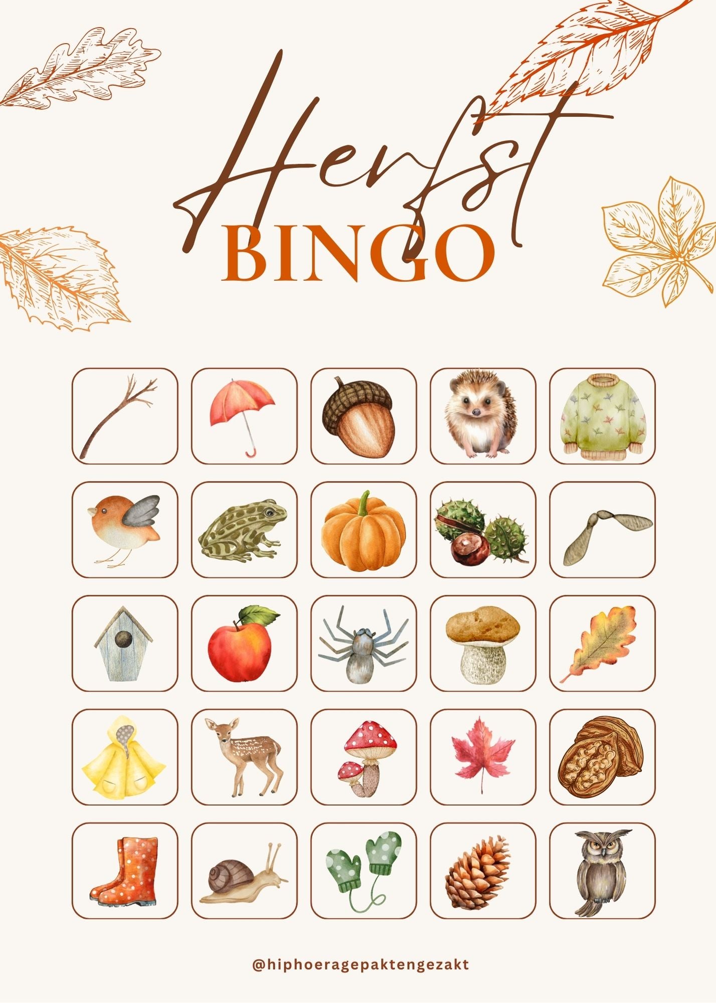 HipHoera gepakt en gezakt gratis herfstbingo