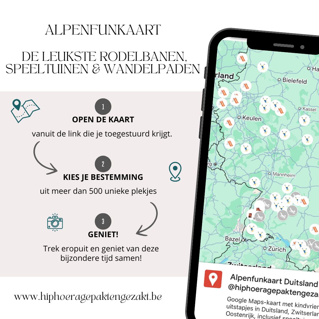 Alpenfunkaart met gezinsvriendelijke wandelroutes, kogelbanen en belevingspaden in Duitsland