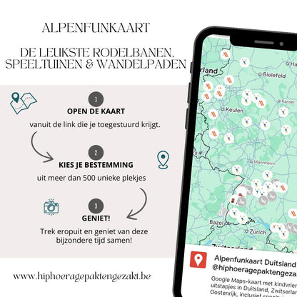 Alpenfunkaart met gezinsvriendelijke wandelroutes, kogelbanen en belevingspaden in Duitsland
