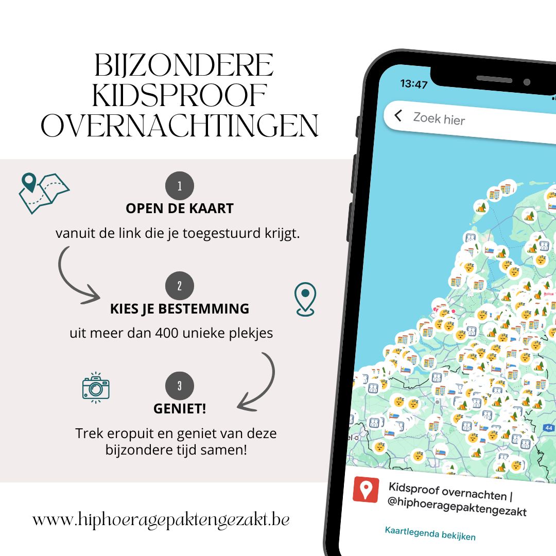 Interactieve Google maps kaart bijzondere kidsproof overnachtingen