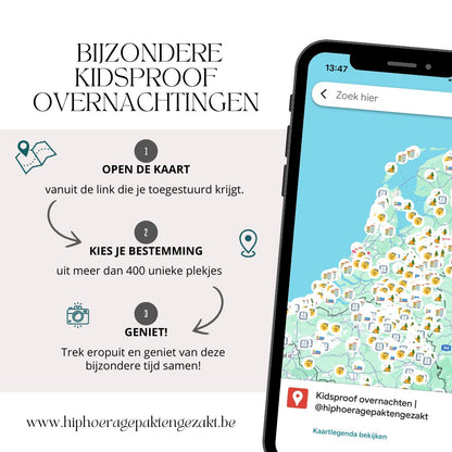 Interactieve Google maps kaart bijzondere kidsproof overnachtingen