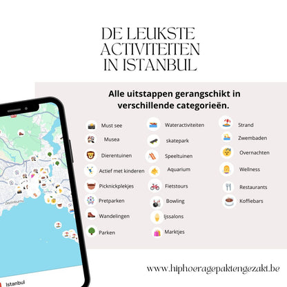 Interactieve Google mapskaart de leukste activiteiten in Istanbul met tieners