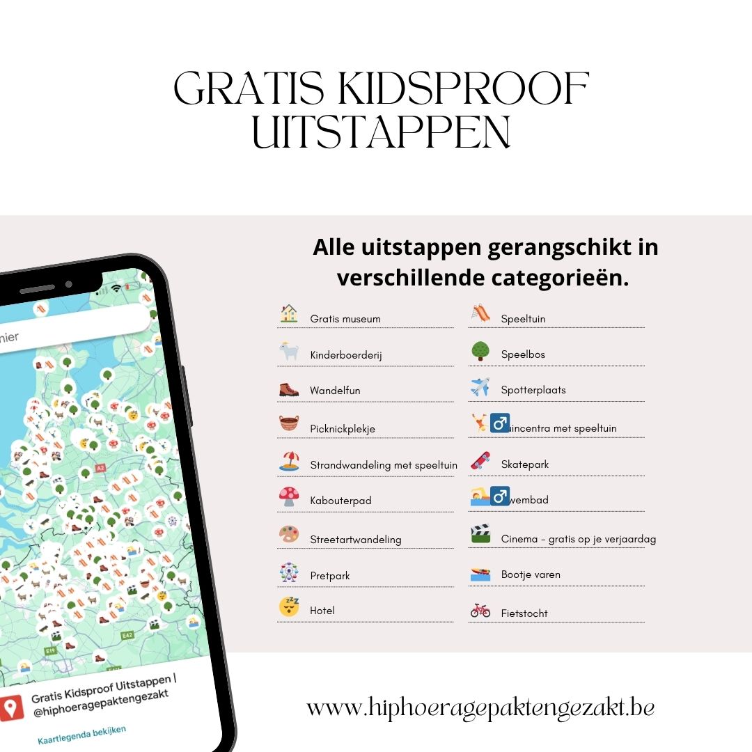 Meer dan 400 gratis kidsproof uitstappen uitstappen met kinderen door HipHoera gepakt & gezakt Google Maps kaart